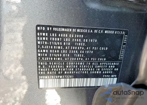 2023 Volkswagen Taos S z USA, uszkodzony, nr VIN 3VVMX7B29PM373261